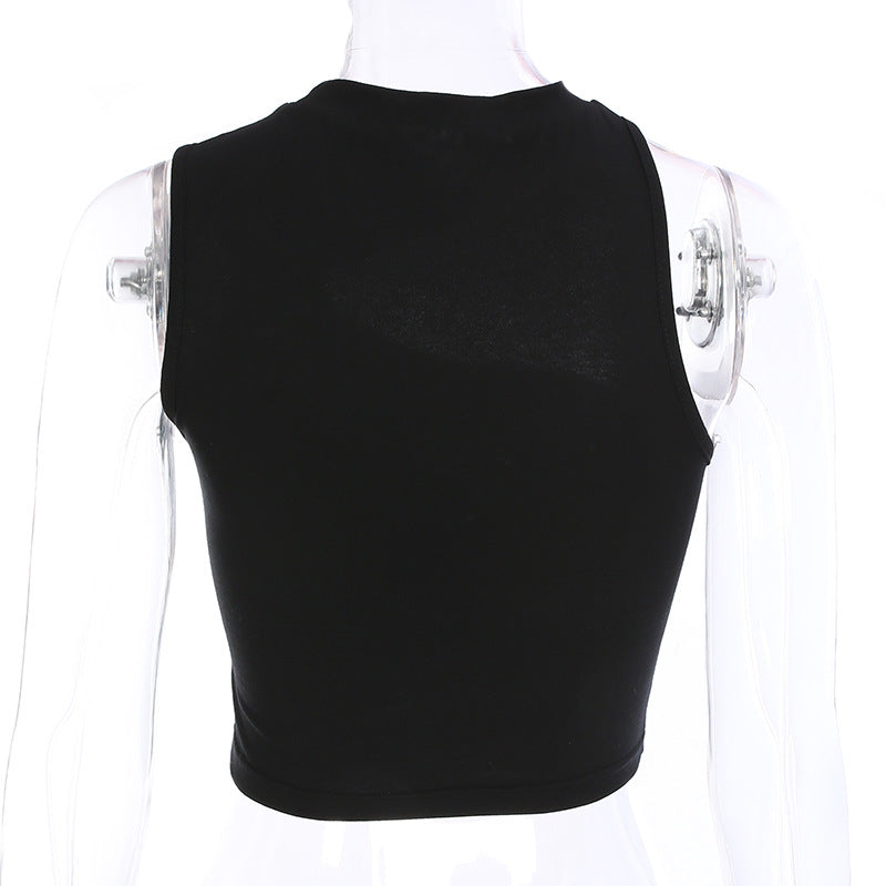 Summer Black Hollow Hanging Neck Tube Crop Top / Women's Fashion Sexy Solid Short Tops - HARD'N'HEAVY