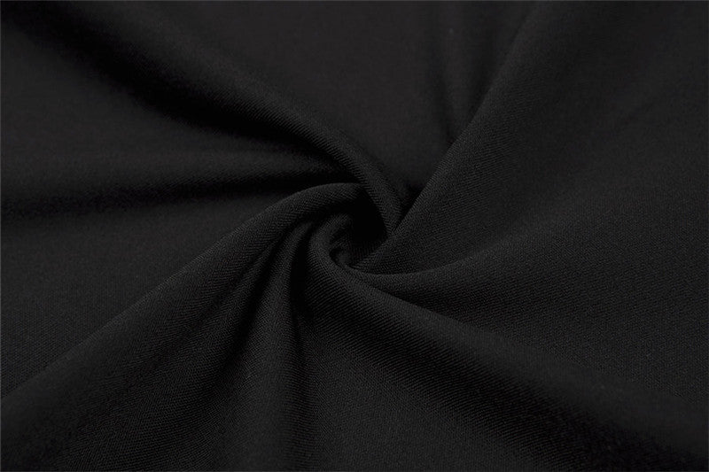 Close-up of soft black fabric showcasing the texture for women's summer black skirt in alternative fashion.