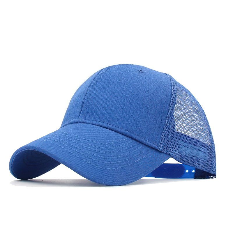Blue summer breathable dad hat with mesh back, perfect for casual outings and sunny days.