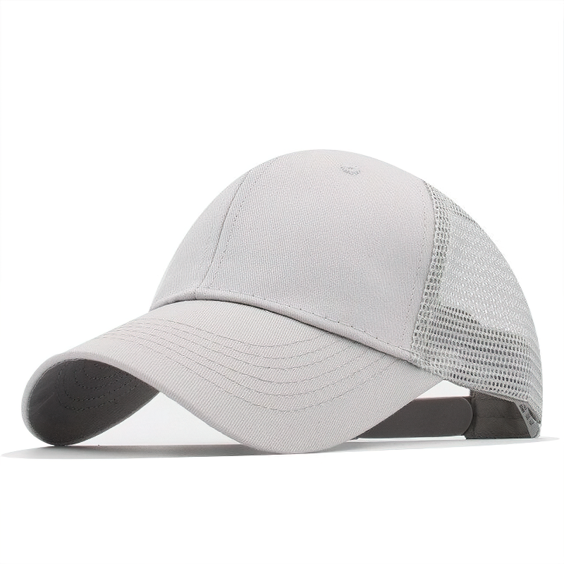 Light gray summer breathable dad hat with mesh sides, perfect for casual summer outings and style.
