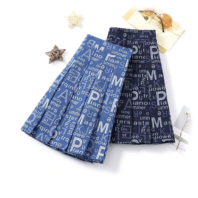 Summer Pleated Skirt for Women / Alternative Fashion Vintage Female Print Letter Mini Skirts - HARD'N'HEAVY