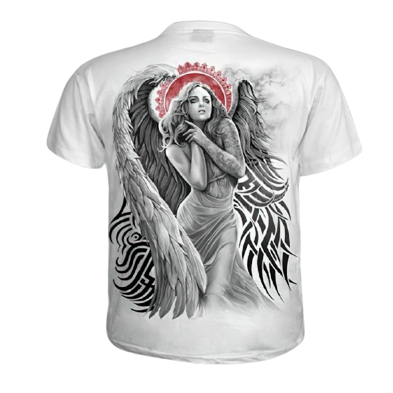 Summer White Casual Round Neck Short-Sleeved T-shirt / Fashion T-Shirts 3D Print of Girl Angel - HARD'N'HEAVY