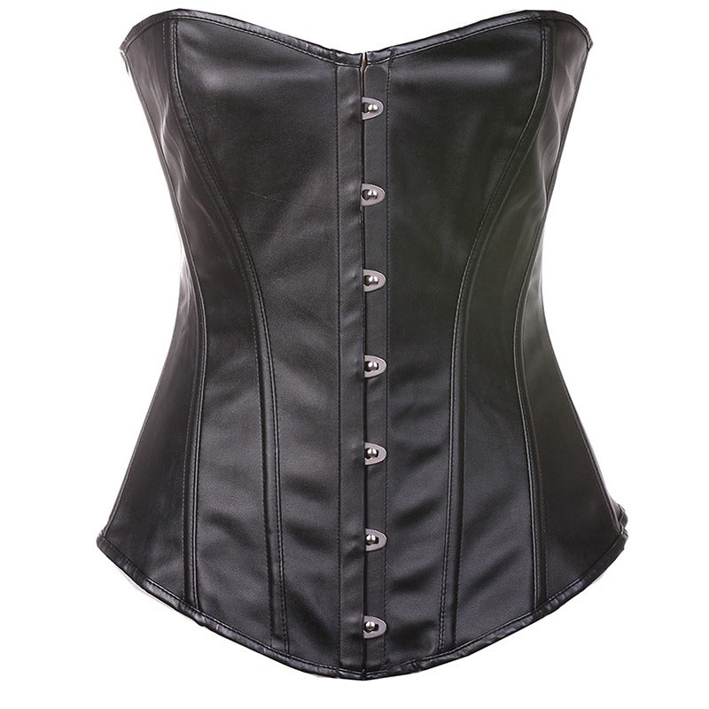 Synthetic Leather Lace-Up Boned Corset / Sexy Simple Designed Women's Bustier With G-Strings - HARD'N'HEAVY