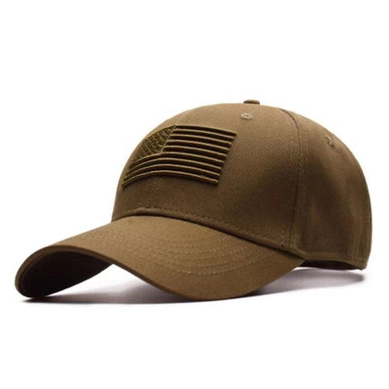 Tactical baseball cap with USA flag in brown color for men and women, perfect for sun protection in summer.