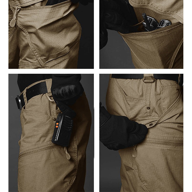 Tactical men's cargo pants showcasing multiple pockets for gear; ideal for hunting and outdoor activities.