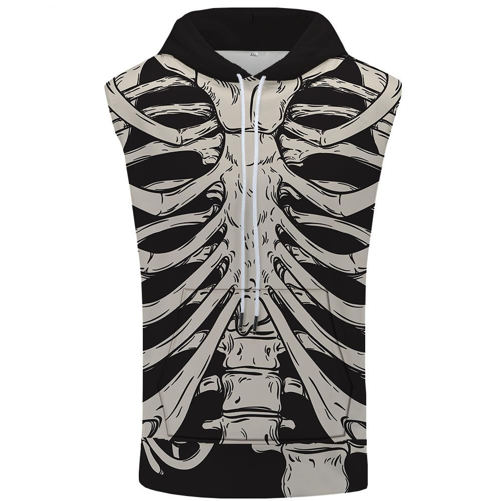 Skull Tank Top in Rock style / Sleeveless Hoodie Bodybuilding Sweatshirt Vest / Men Clothing - HARD'N'HEAVY