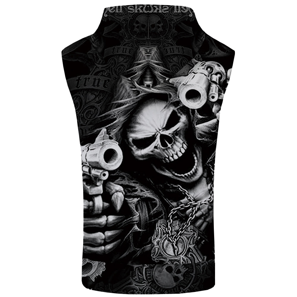Skull Tank Top in Rock style / Sleeveless Hoodie Bodybuilding Sweatshirt Vest / Men Clothing - HARD'N'HEAVY