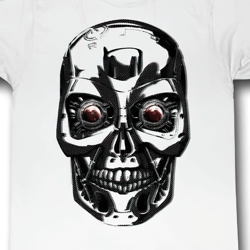 Terminator Face With Big Eyes Cotton T-Shirt / Male O-Neck Casual Tees