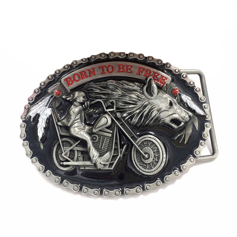 The Motorcycle and The Wolf Belt Buckle / Belts for True Rockers / Biker Style Accessories - HARD'N'HEAVY