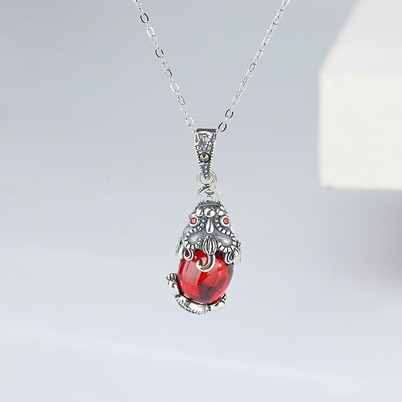 The Mythical Wild Animal Garnet Pendant / Fashion Jewelry of Pure Thai Silver S925 - HARD'N'HEAVY