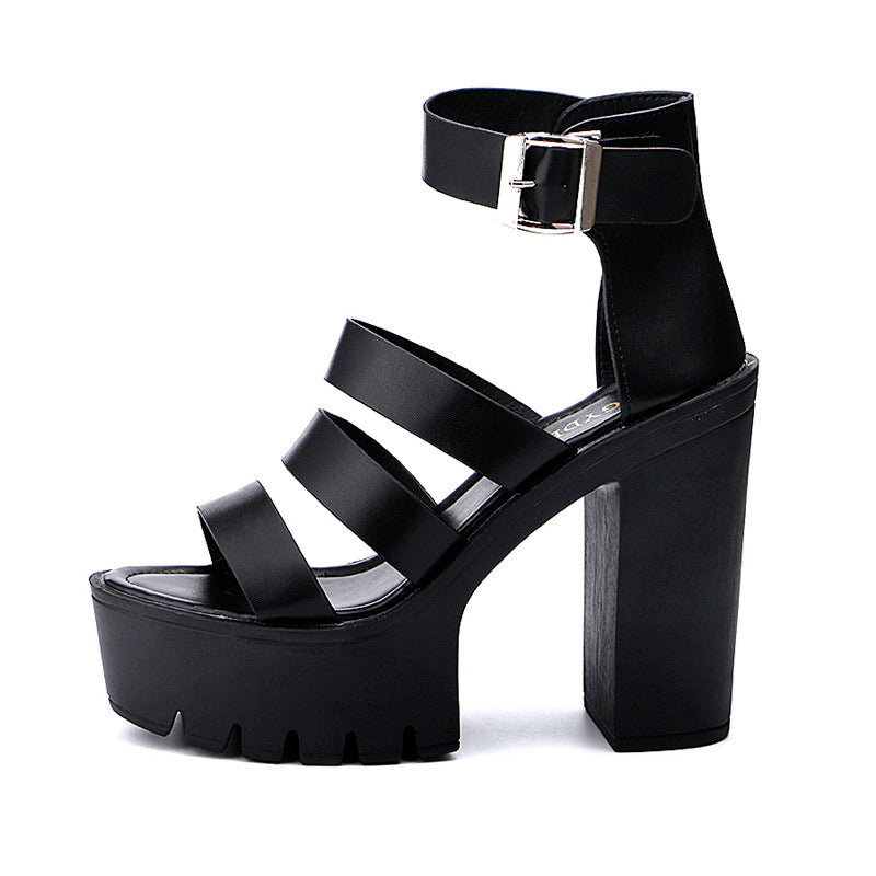 Thick Heel Wedges Platform Sandals for Women in Rock Style / Alternative Fashion Shoes - HARD'N'HEAVY