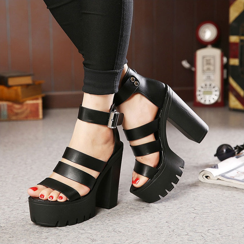 Thick Heel Wedges Platform Sandals for Women in Rock Style / Alternative Fashion Shoes - HARD'N'HEAVY