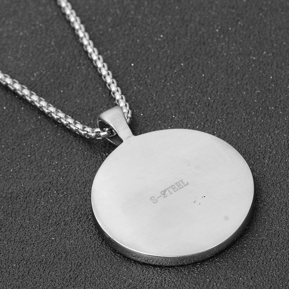 Titanium stainless steel unisex pendant necklace featuring a sleek zodiac amulet design, perfect for astrology lovers.