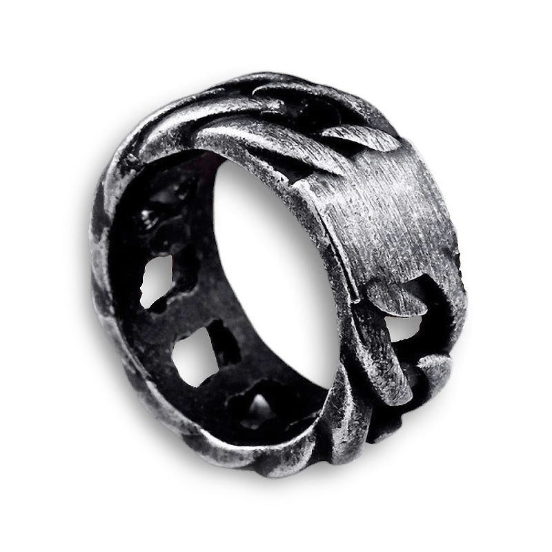 Titanium steel biker chain ring with a unique woven design, perfect for rock accessories and a bold fashion statement.