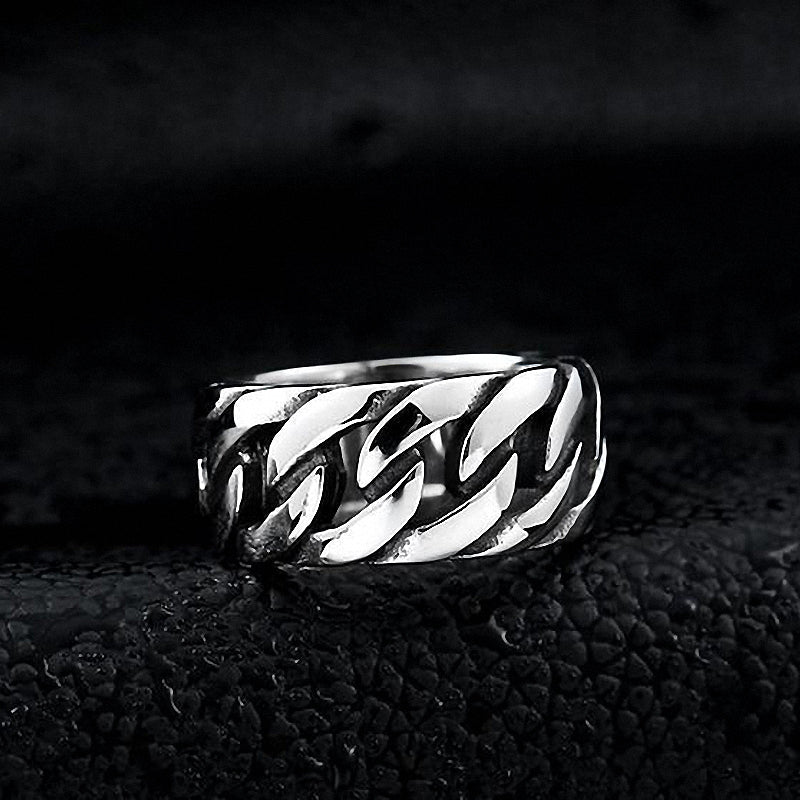 Titanium Steel Biker Chain Ring / Personality Retro Stainless Steel Jewelry - HARD'N'HEAVY