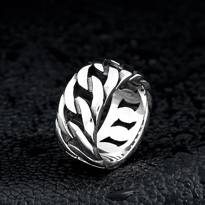 Titanium Steel Biker Chain Ring / Personality Retro Stainless Steel Jewelry - HARD'N'HEAVY