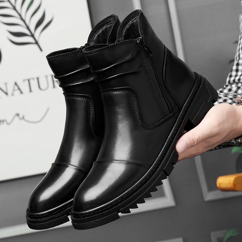 Trendy Genuine Leather Ankle Boots / Men's Zipper Quilted Boots / Casual Male Shoes - HARD'N'HEAVY
