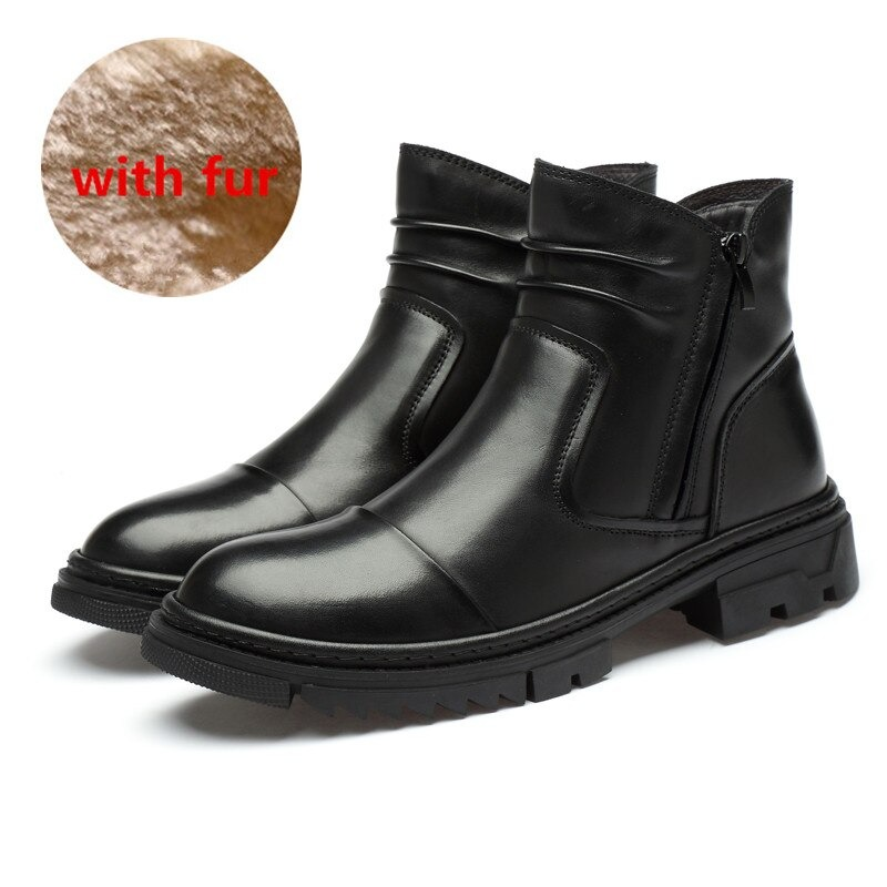 Trendy Genuine Leather Ankle Boots / Men's Zipper Quilted Boots / Casual Male Shoes - HARD'N'HEAVY