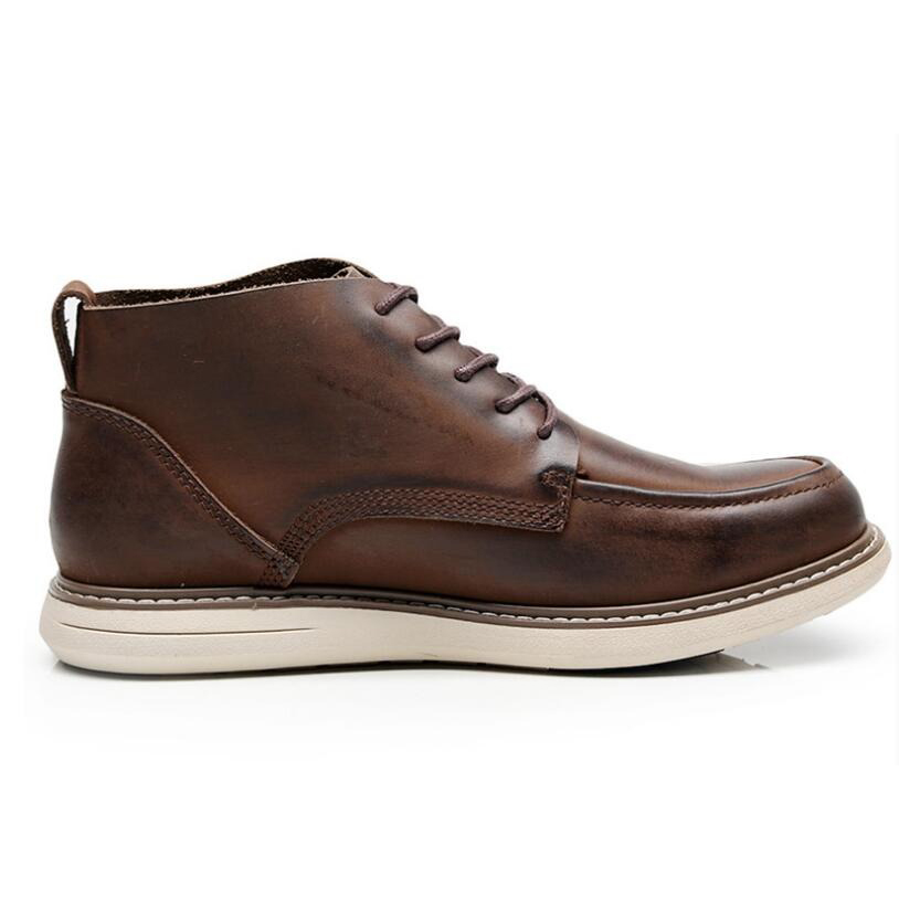 Trendy Men's Brown Ankle Boots / Casual Lace up Leather Shoes / Comfortable Male Footwear - HARD'N'HEAVY
