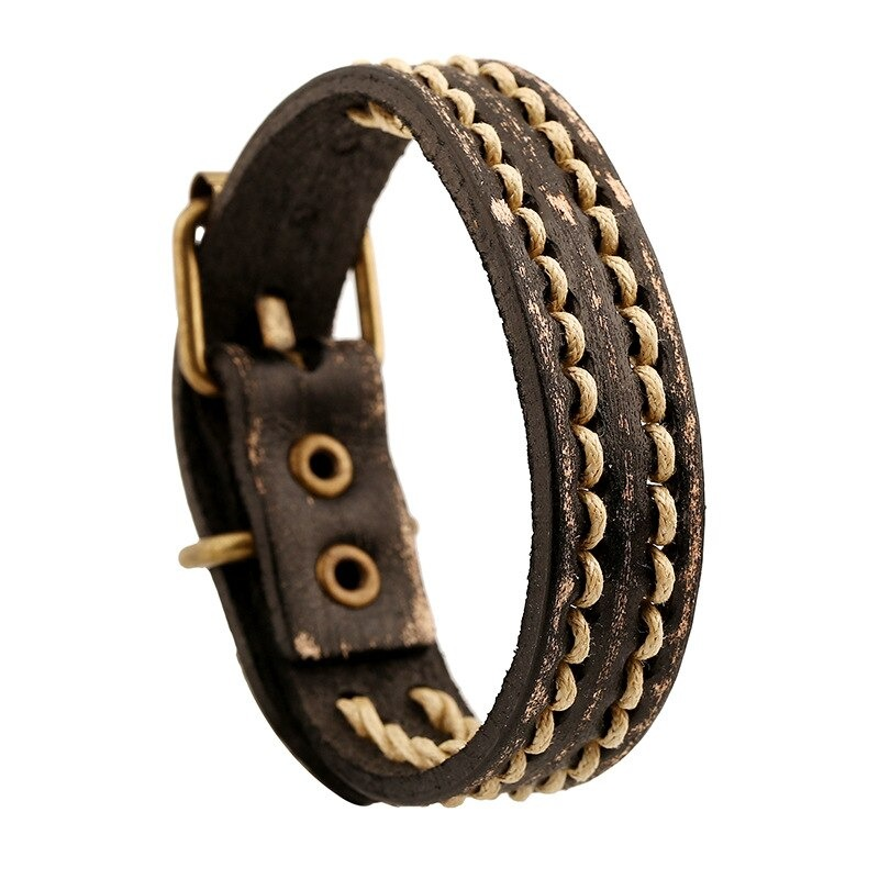Trendy Retro Genuine Leather Bracelet / Jewelry Buckle Bracelets For Women and Men - HARD'N'HEAVY