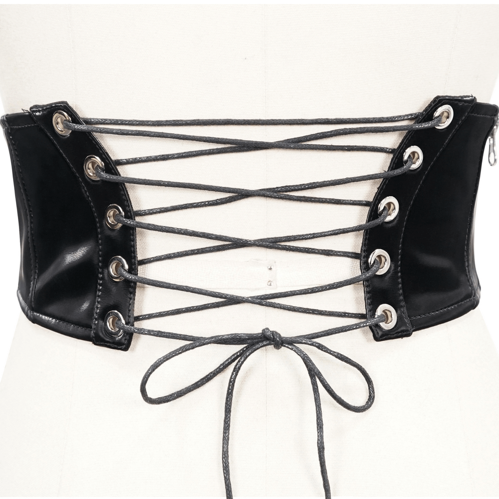 True Gothic Vintage Corset for Women / Black Corset decorated with laces and rivets - HARD'N'HEAVY