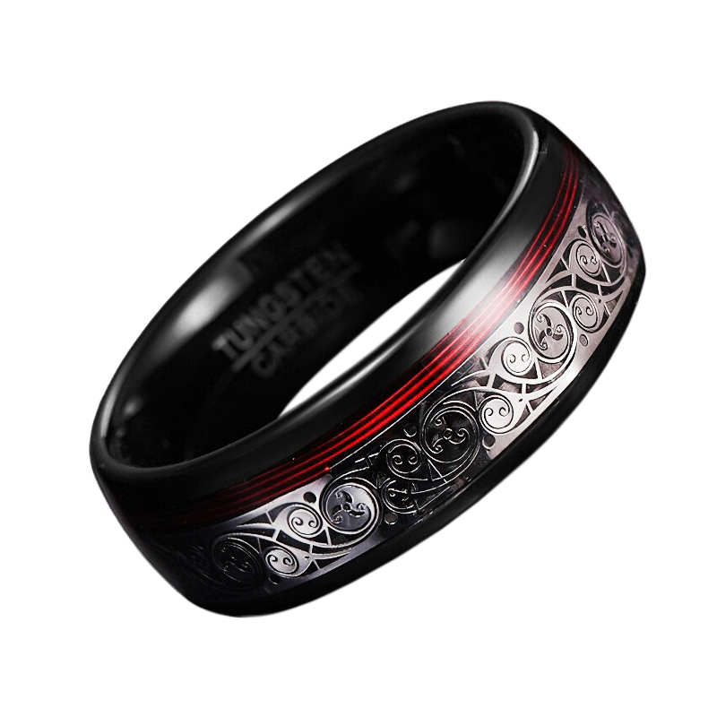 Tungsten Steel Black Inlaid Ring with Ethnic Pattern / Men's and Women's Cool Jewelry
