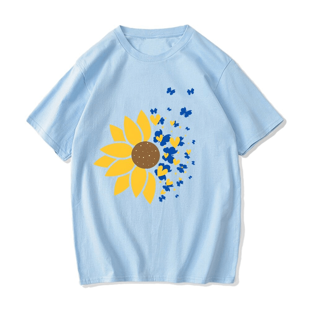 Ukraine Sunflower Lovers Print T-shirt for Men and Women / Casual Oversized Cotton Tshirts