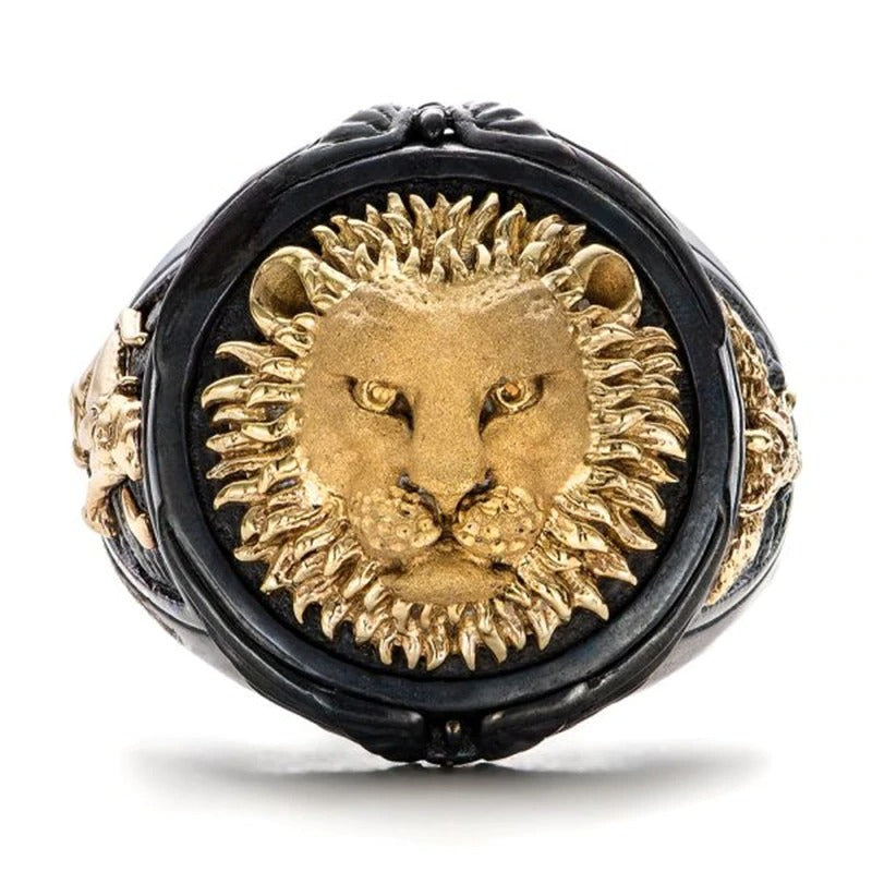 Unique Men's Fashion Black Ring with Lion / Cool Mens Rings Jewelry - HARD'N'HEAVY