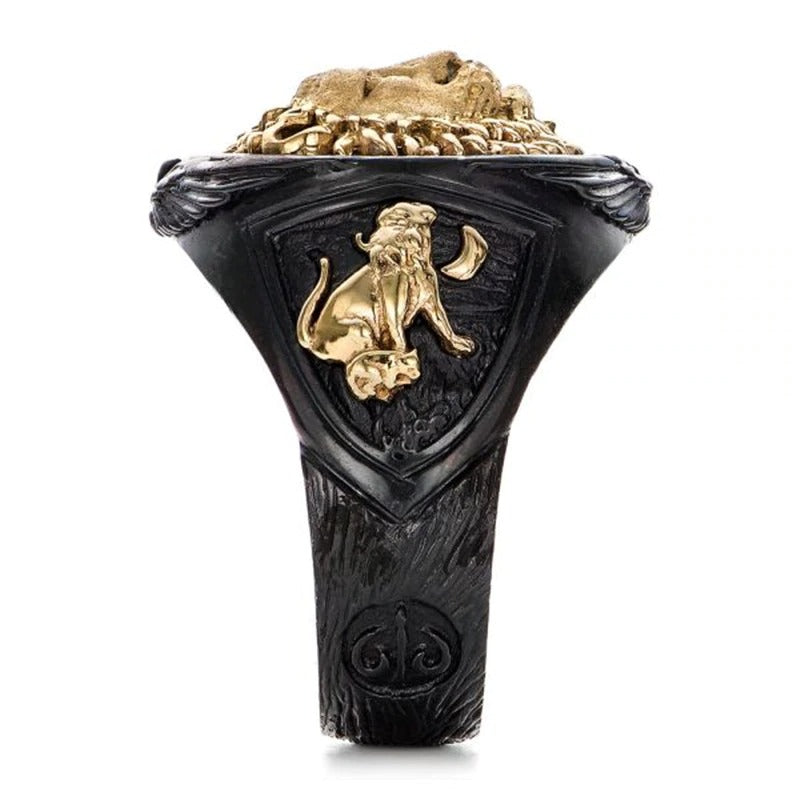 Unique Men's Fashion Black Ring with Lion / Cool Mens Rings Jewelry - HARD'N'HEAVY
