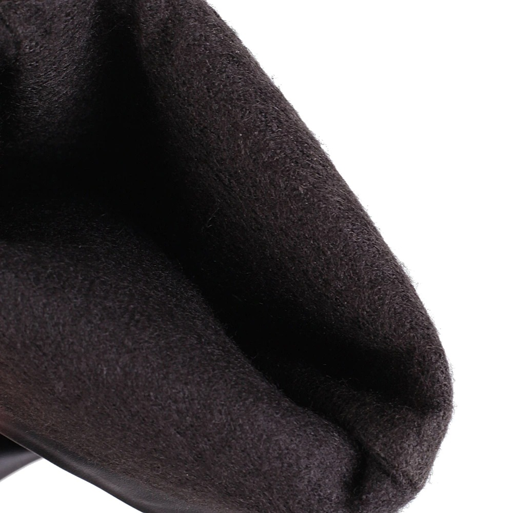 Inside view of unique PU leather over-the-knee boots showcasing soft, warm lining perfect for autumn and winter comfort.