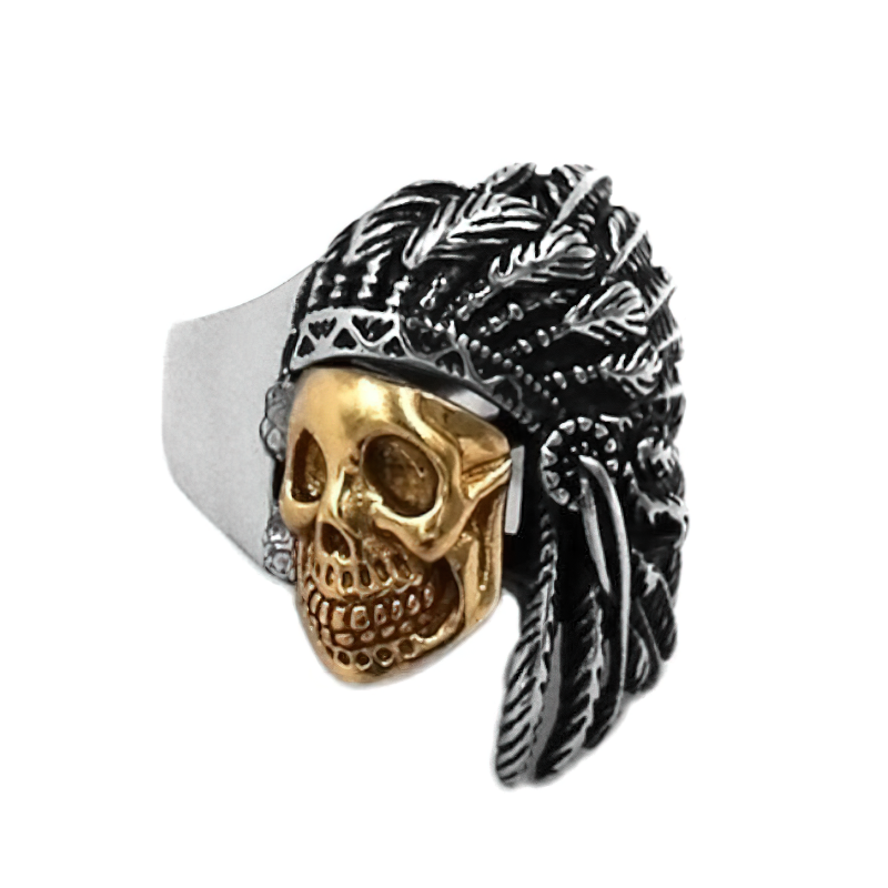 Stainless Steel Indian Chief Ring / Silver Colour Quality Jewellery - HARD'N'HEAVY
