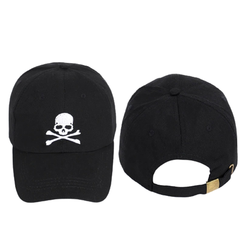 Unisex Baseball Cotton Cap / Hat with Pirate Skull Print in Rock Style / Casual Cap with Bones - HARD'N'HEAVY