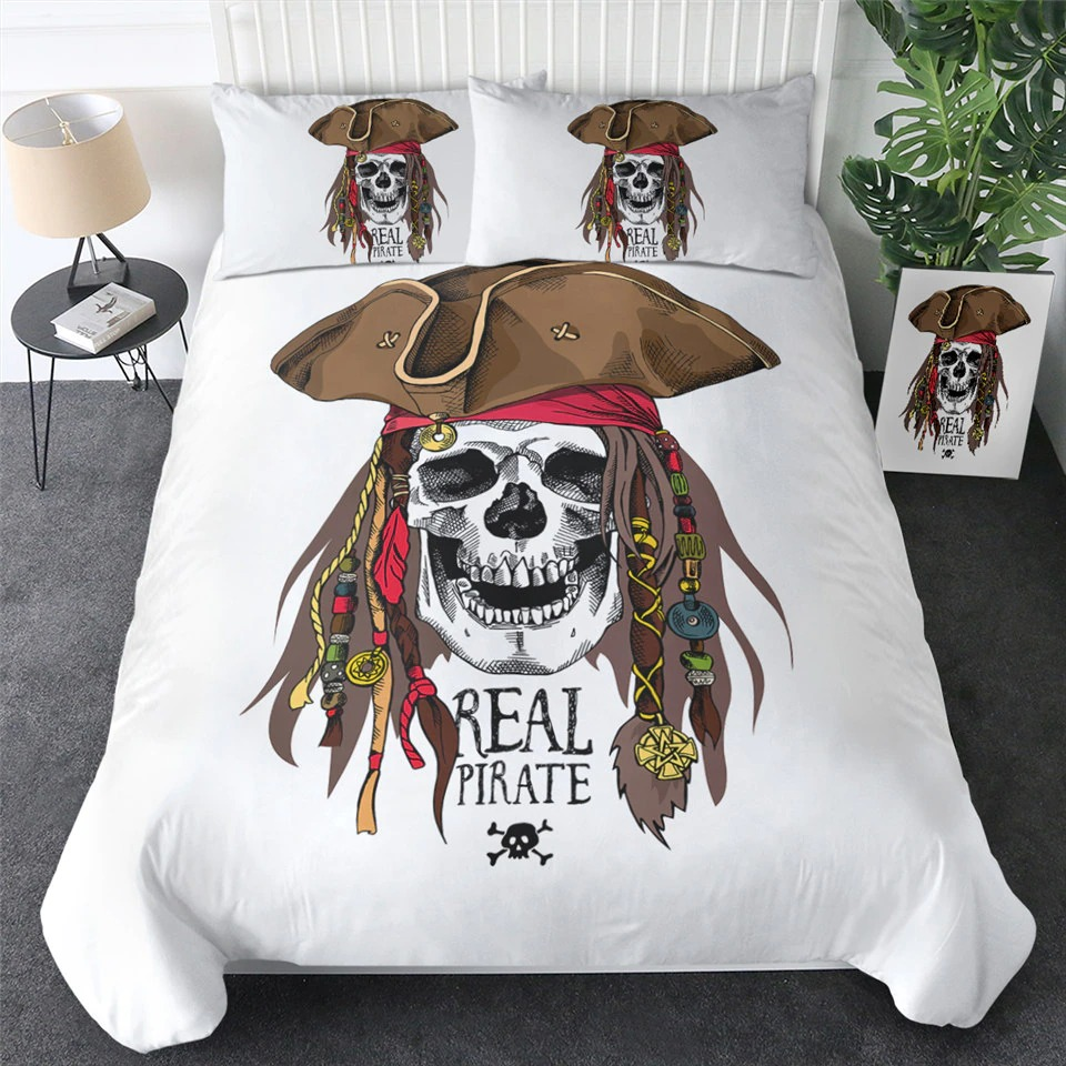 Unisex Bedclothes With Print skull of real pirate / Beddings King Size / Fashion Home Textiles - HARD'N'HEAVY