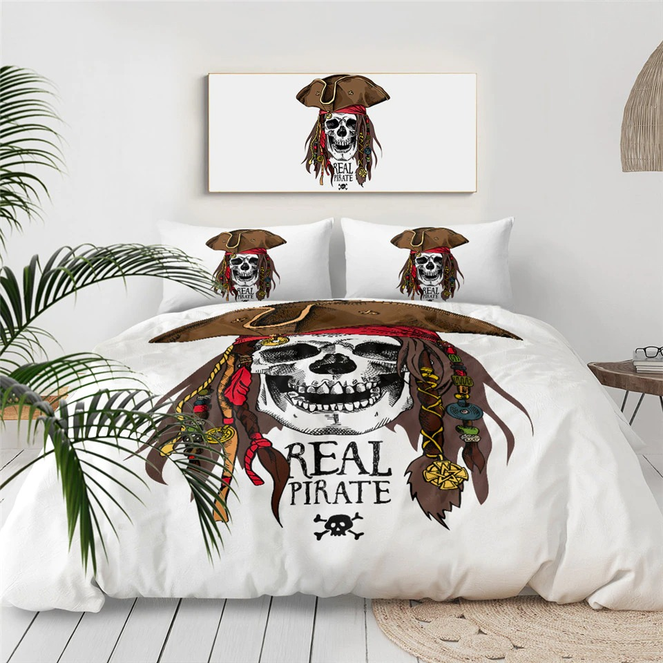 Unisex Bedclothes With Print skull of real pirate / Beddings King Size / Fashion Home Textiles - HARD'N'HEAVY