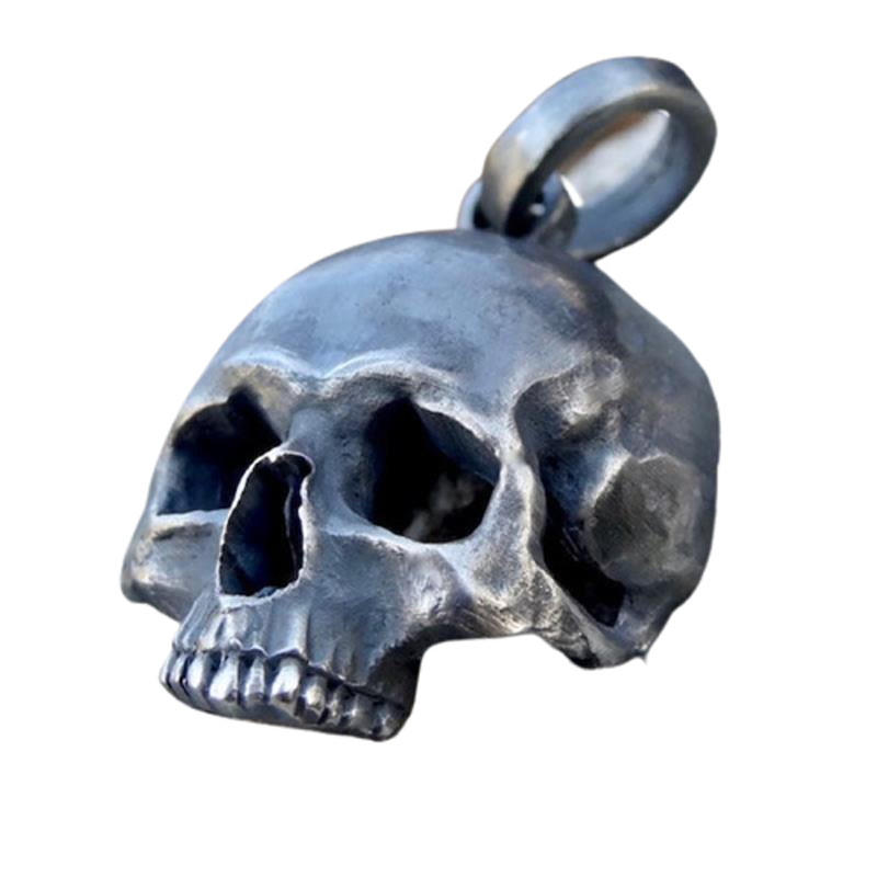 Unisex Biker's Pendant with Skull / Silver Stainless Steel Pendant in Gothic Style - HARD'N'HEAVY
