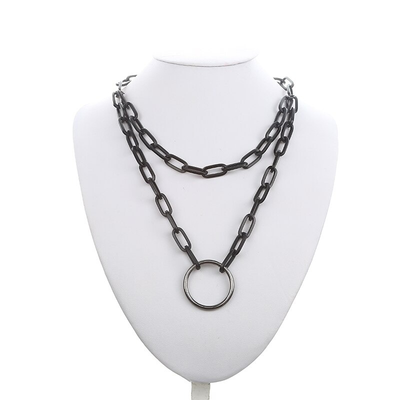Unisex Black Chain Accessory / Gothic Necklace with Square Padlock - HARD'N'HEAVY