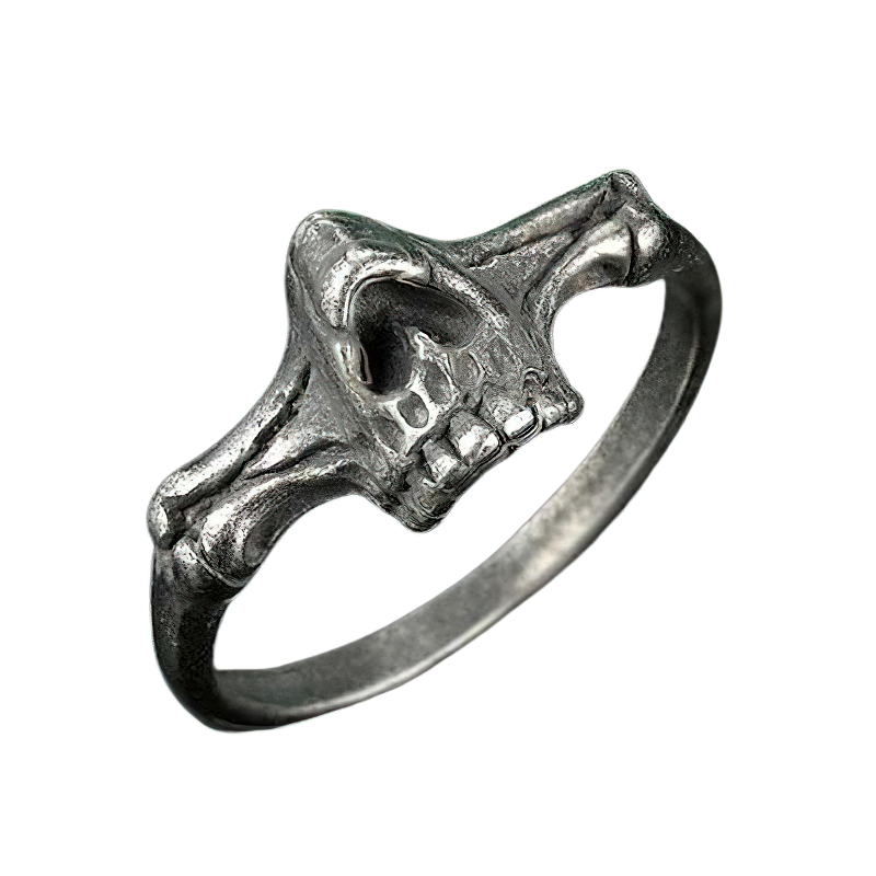 Unisex black skull ring in stainless steel, perfect alternative fashion accessory to elevate any outfit.