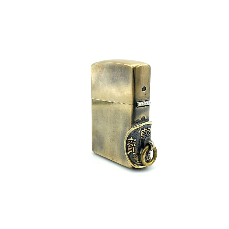 Unisex skull cap lighter case in brass, perfect rock style accessory for collectors and fashion enthusiasts.