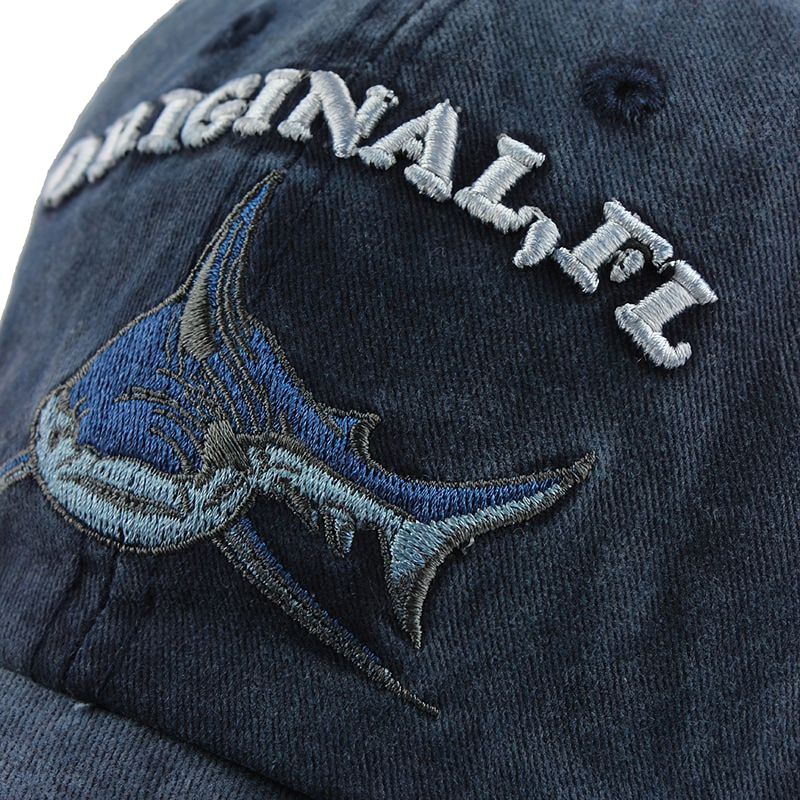 Unisex Cotton Baseball Cap Of Shark Pattern / Retro Cap With Embroidery / Stylish Sun Hat - HARD'N'HEAVY