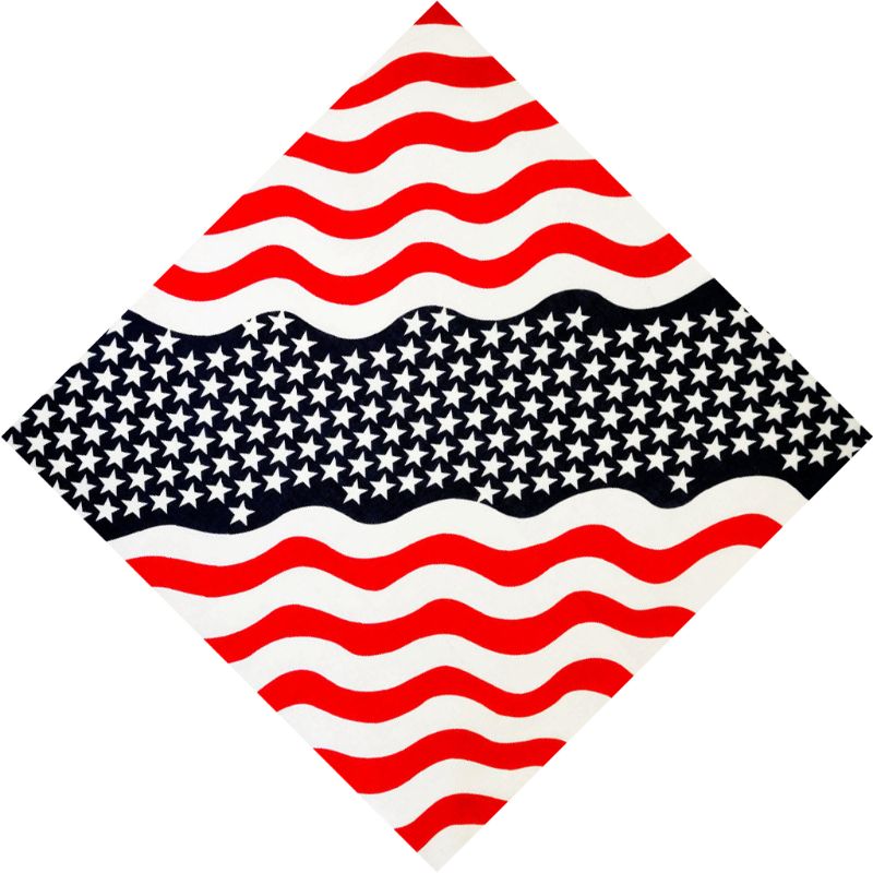 Unisex American flag printed bandana with stars and wavy stripes, perfect for patriotic celebrations and team support.