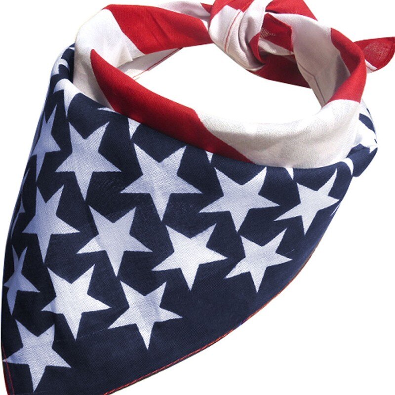 Unisex cotton bandana featuring American flag design with stars, perfect for patriotic events and team support.