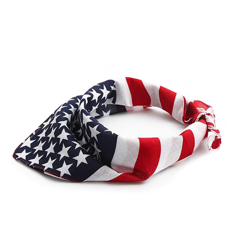 Unisex American flag printed cotton bandana for patriotic celebrations and stylish headwear.