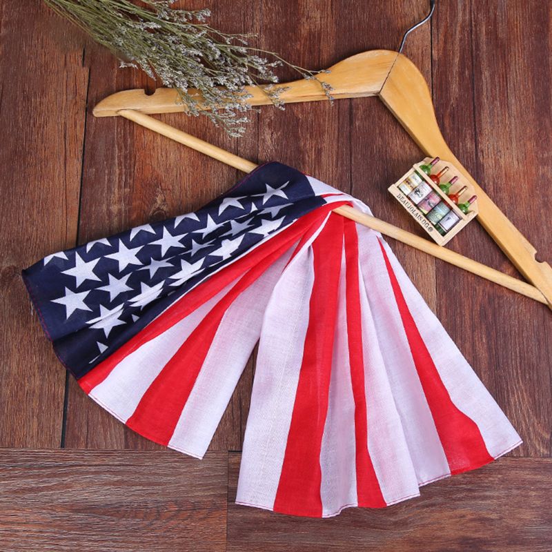 Unisex American flag printed cotton bandana, perfect for holidays and sporting events in rock style.