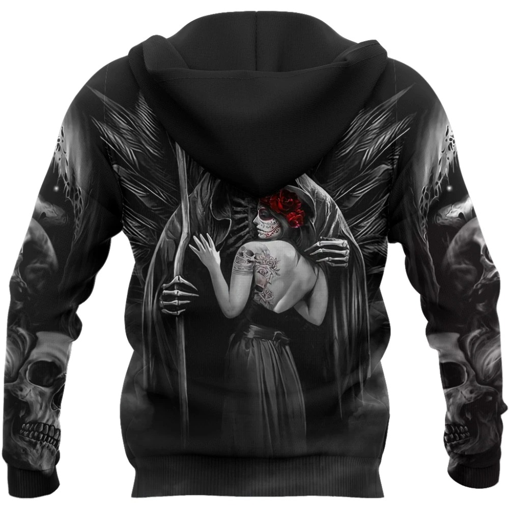 Unisex Death Skull 3D Printed Fashion Hoodies / Gothic Style Hooded Sweatshirt - HARD'N'HEAVY