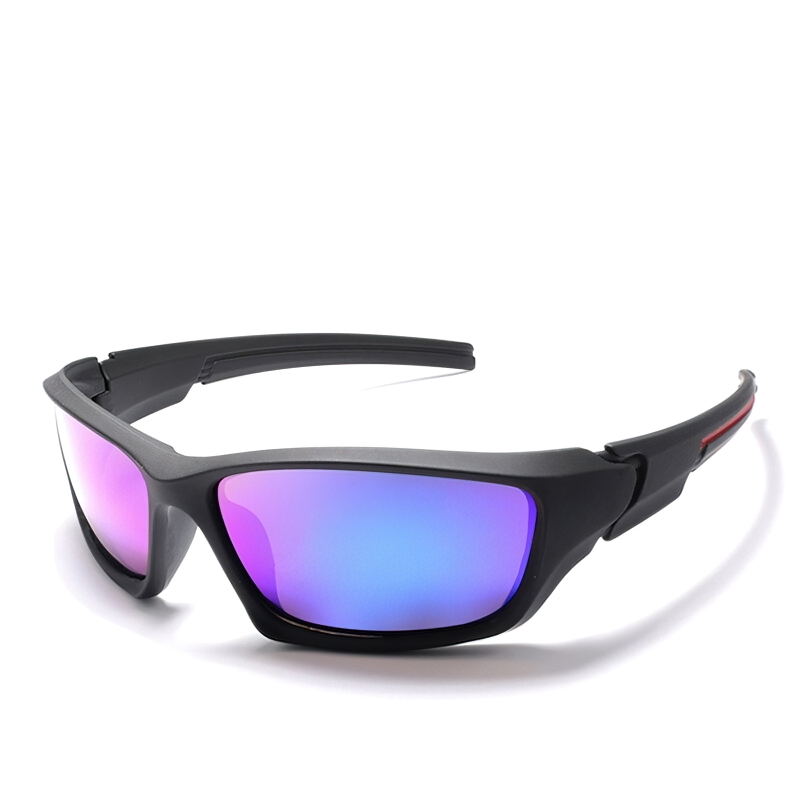 Stylish unisex polarized sunglasses with pink and blue mirrored lenses, perfect for driving and fashion.