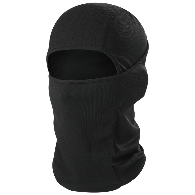Unisex full face camouflage balaclava scarf in black, perfect military-style accessory for men and women.