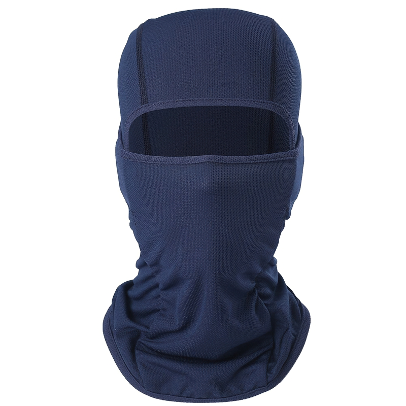 Unisex navy blue full face balaclava scarf, trendy military accessory for men and women.