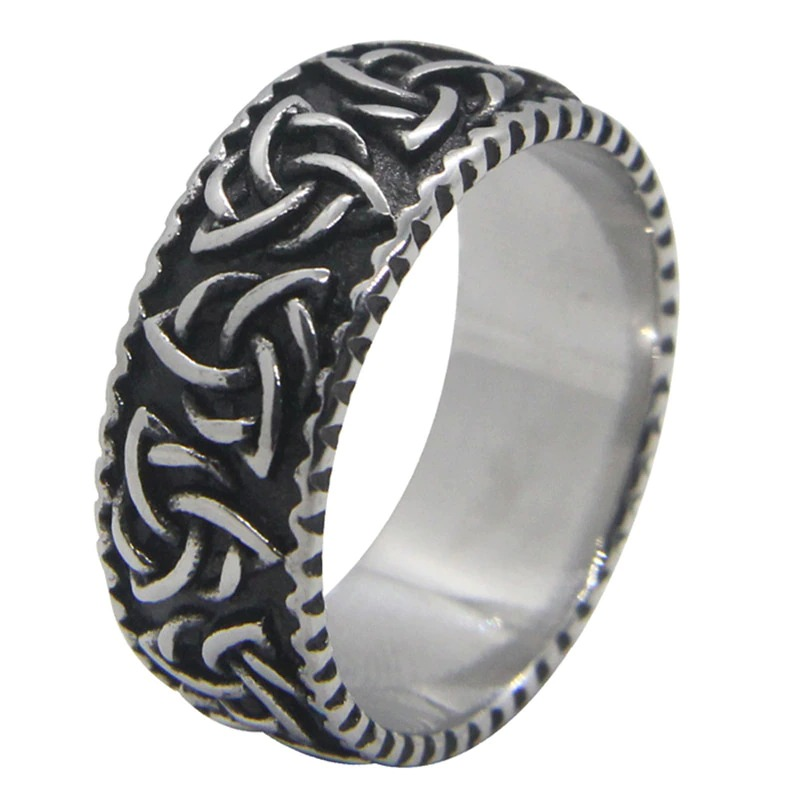 Unisex Gothic Stainless Steel Viking Symbol Ring, perfect for cosplay and rock outfits, available in various sizes.