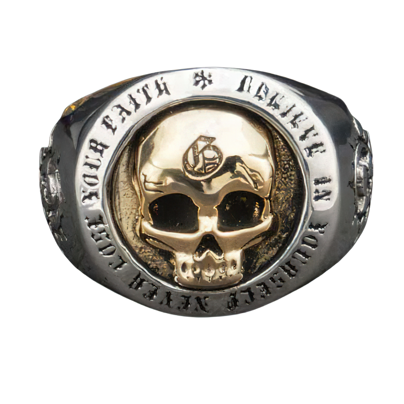 Unisex gothic skull ring in 925 sterling silver, perfect alternative fashion accessory for edgy styles.