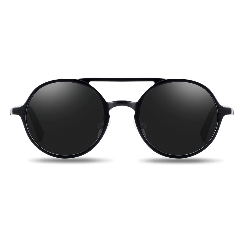 Unisex luxury round sunglasses in sleek black, showcasing vintage style and trendy design for men and women.